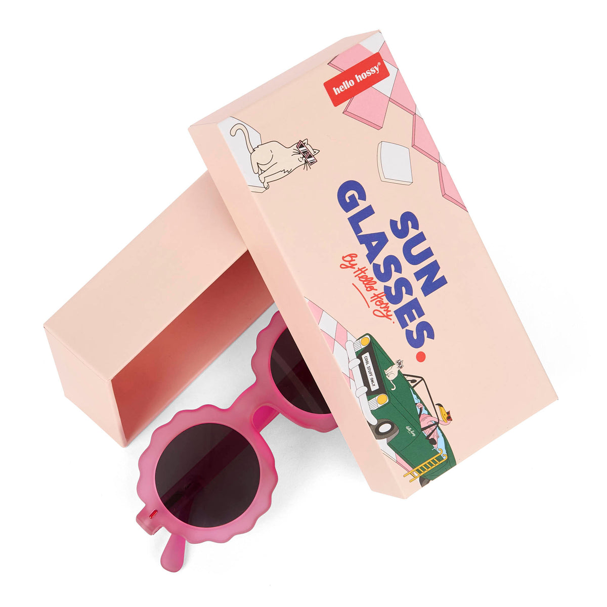 Occhiali da sole bambino fuchsia forma a fiore lenti scure Hello Hossy