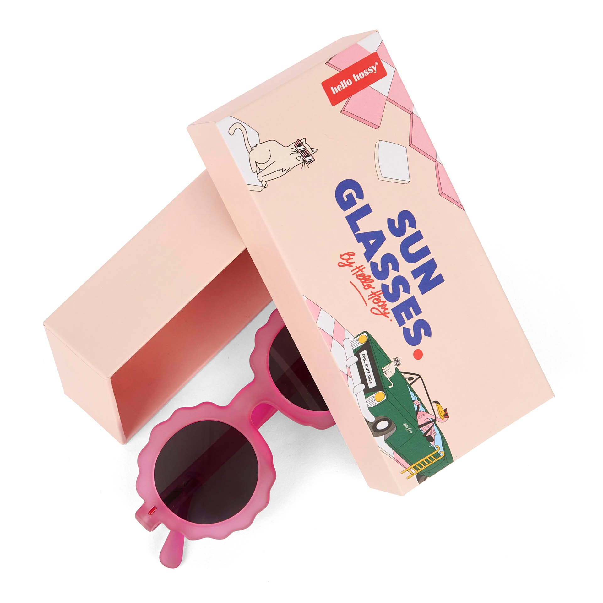 Occhiali da sole bambino fuchsia forma a fiore lenti scure Hello Hossy