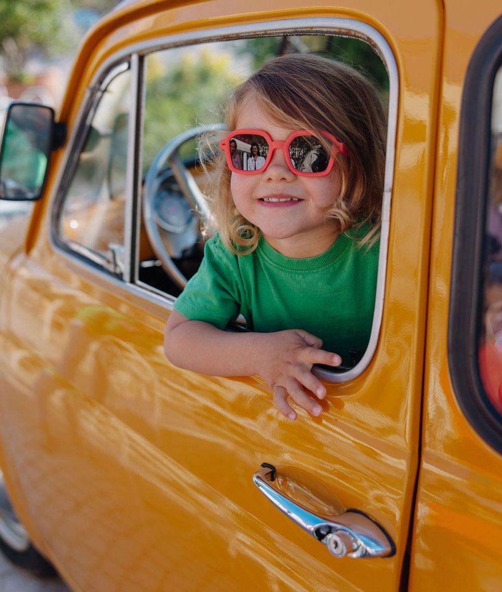 Occhiali da sole per bambini rossi, forma quadrata, montatura opaca Hello Hossy