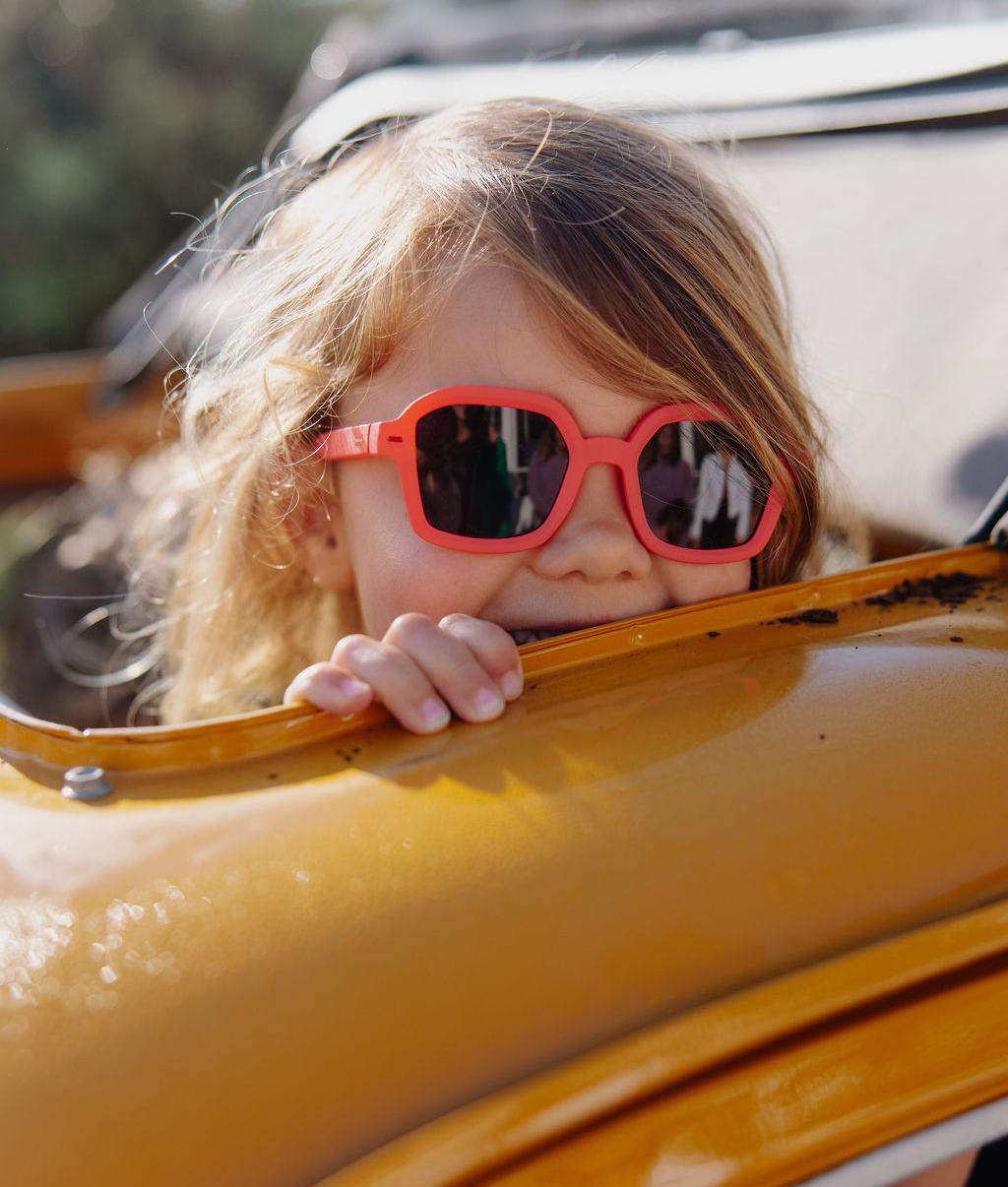 Occhiali da sole per bambini rossi, forma quadrata, montatura spessa Hello Hossy