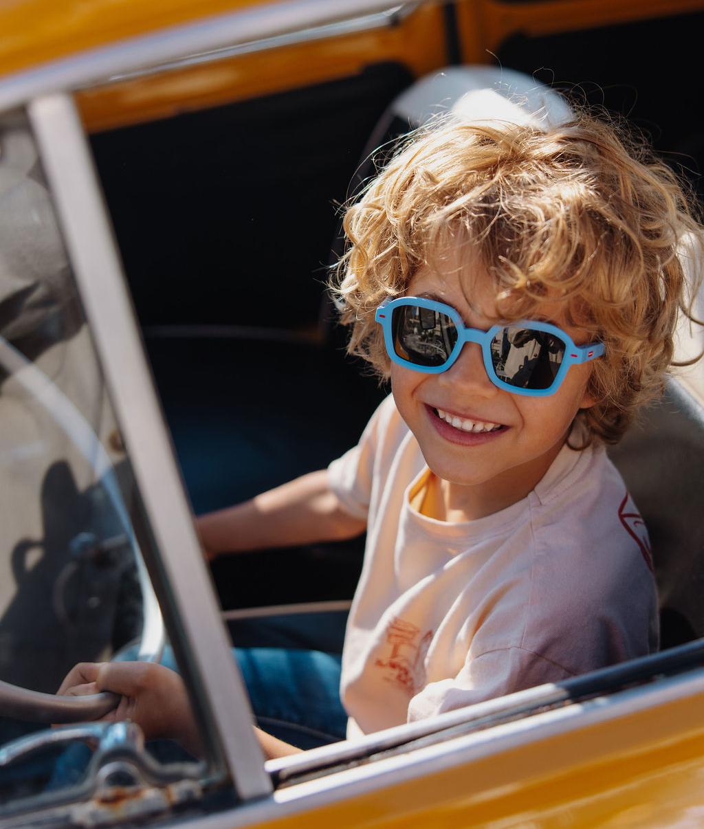 Occhiali da sole per bambini blu, forma quadrata, montatura spessa Hello Hossy