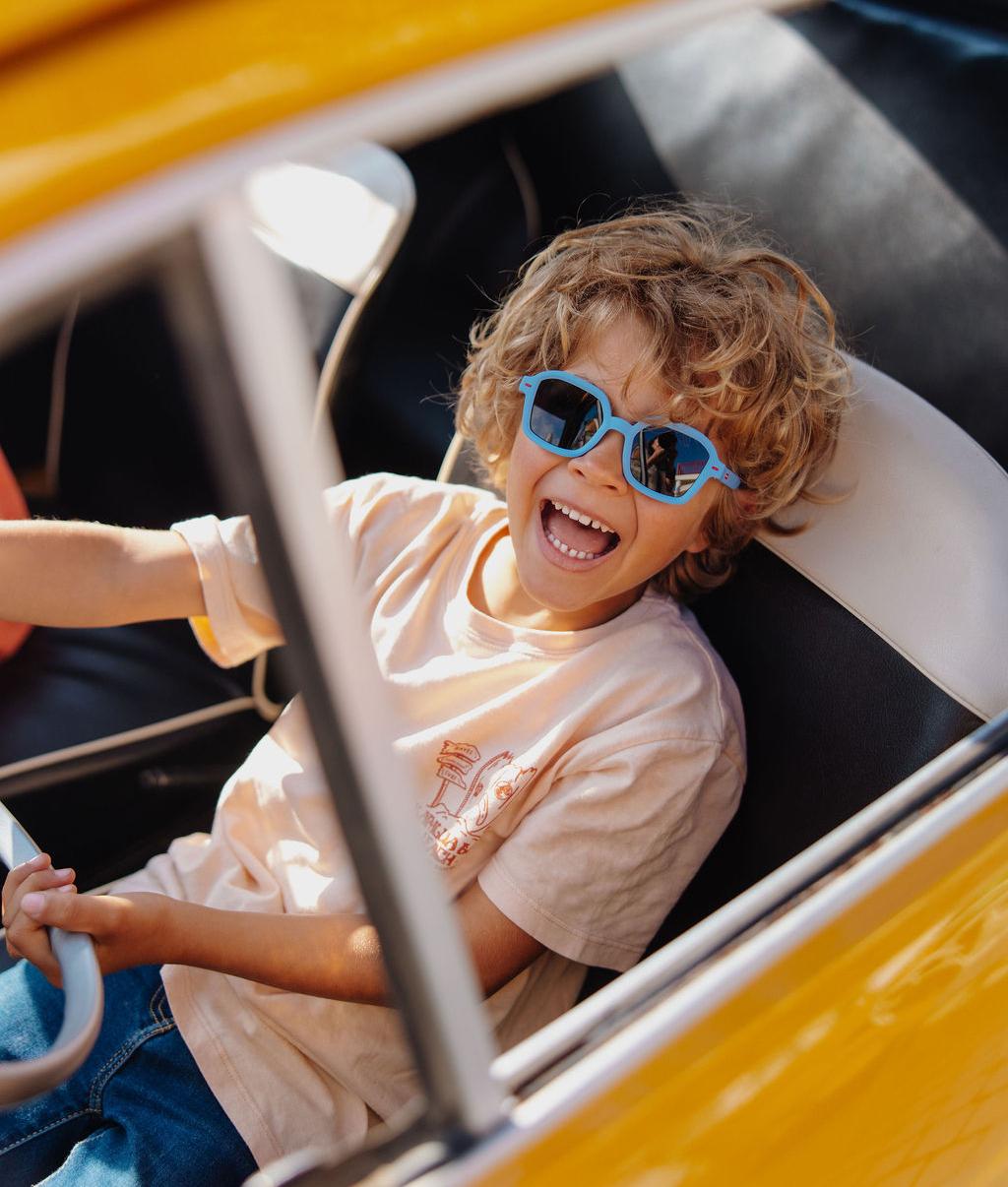 Occhiali da sole blu per bambino, forma quadrata, montatura opaca Hello Hossy