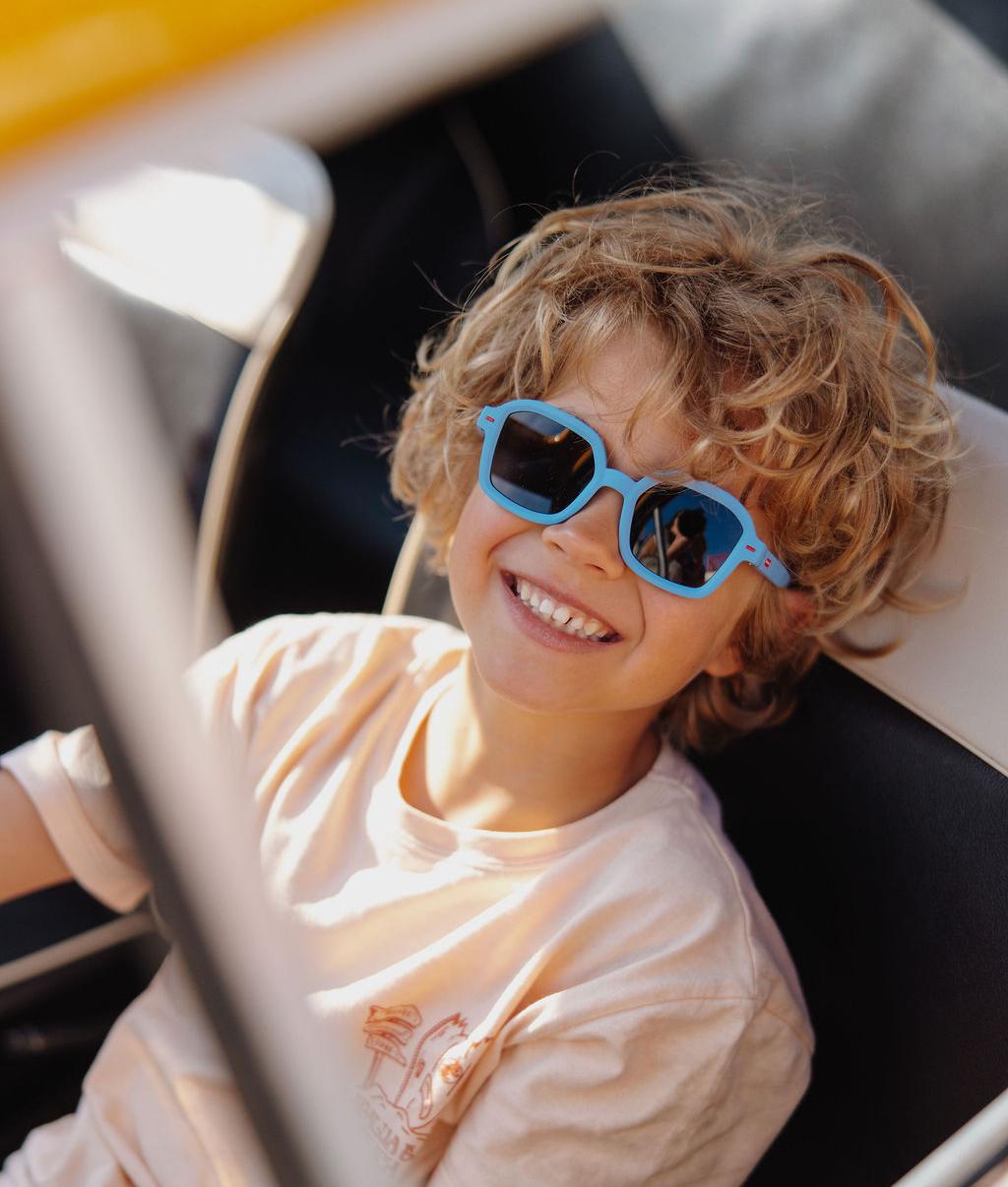 Occhiali da sole blu per bambino, forma quadrata, montatura opaca Hello Hossy