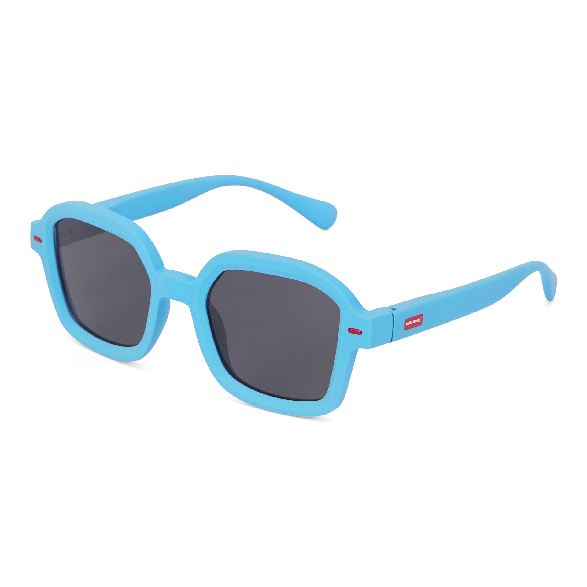 Occhiali da sole bambino blu, forma quadrata, montatura larga Hello Hossy