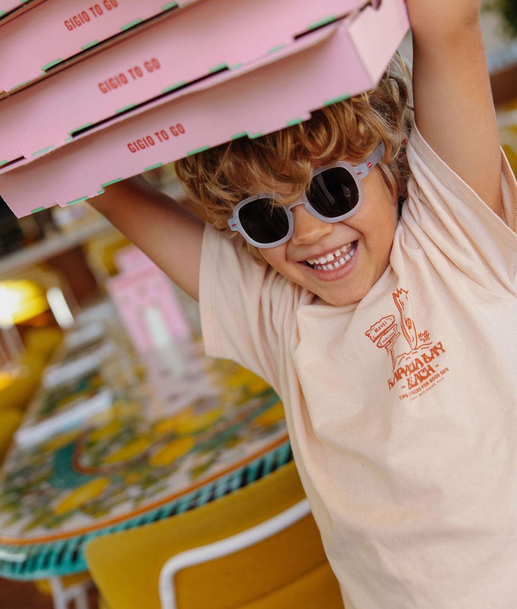 Occhiali da sole per bambini grigio blu, forma rotonda, Hello Hossy