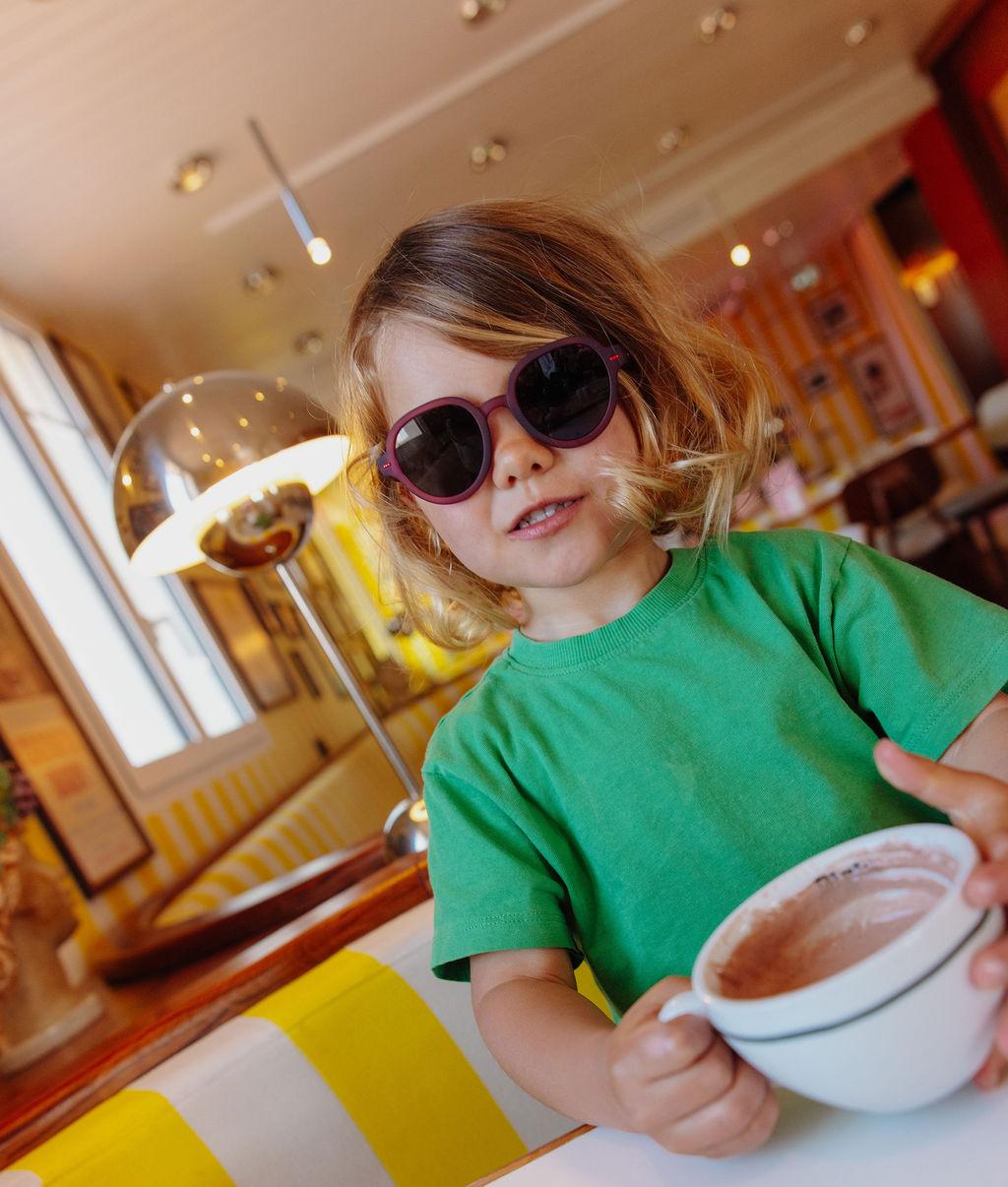 Occhiali da sole per bambini viola, forma rotonda, montatura spessa Hello Hossy