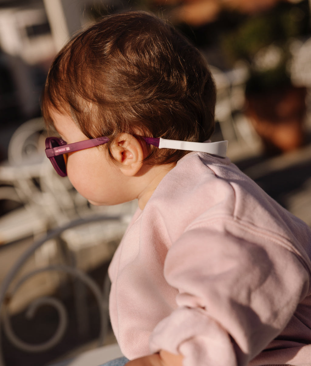 Occhiali da sole viola da bambino, forma rotonda con chiusura posteriore Hello Hossy