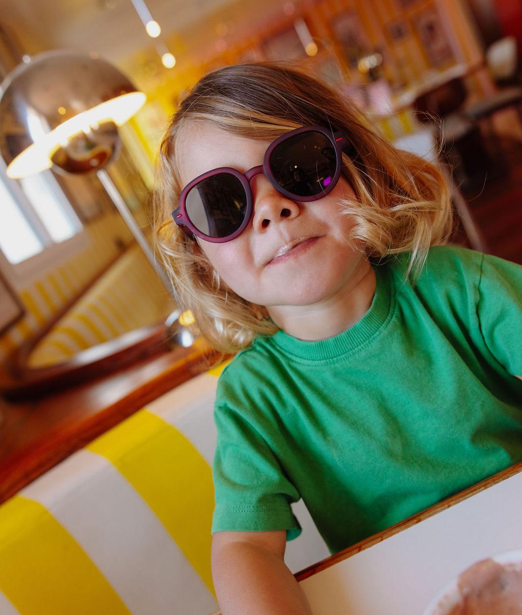 Occhiali da sole bambino viola forma rotonda montatura opaca Hello Hossy