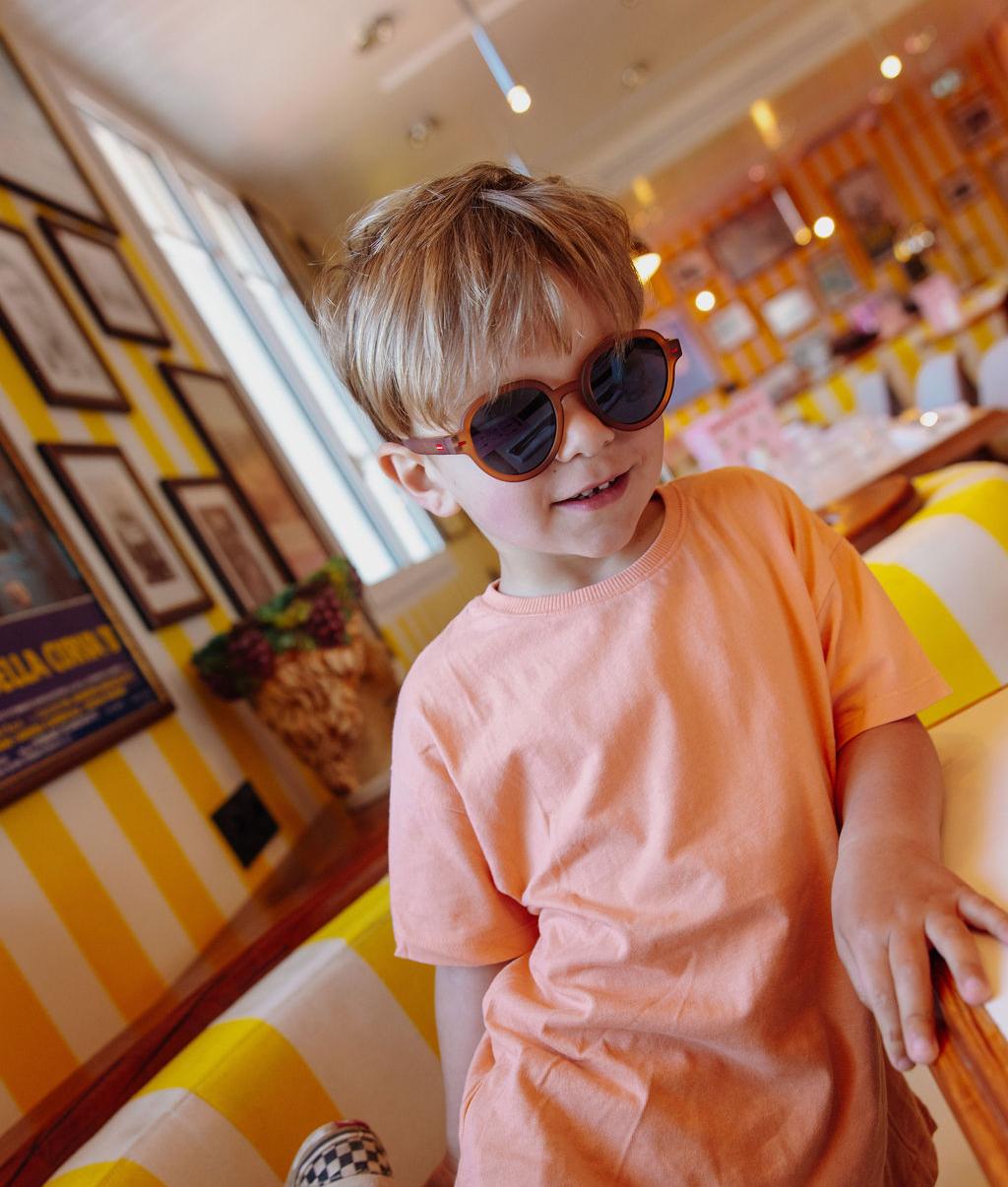 Occhiali da sole per bambini marroni, forma rotonda, montatura opaca Hello Hossy