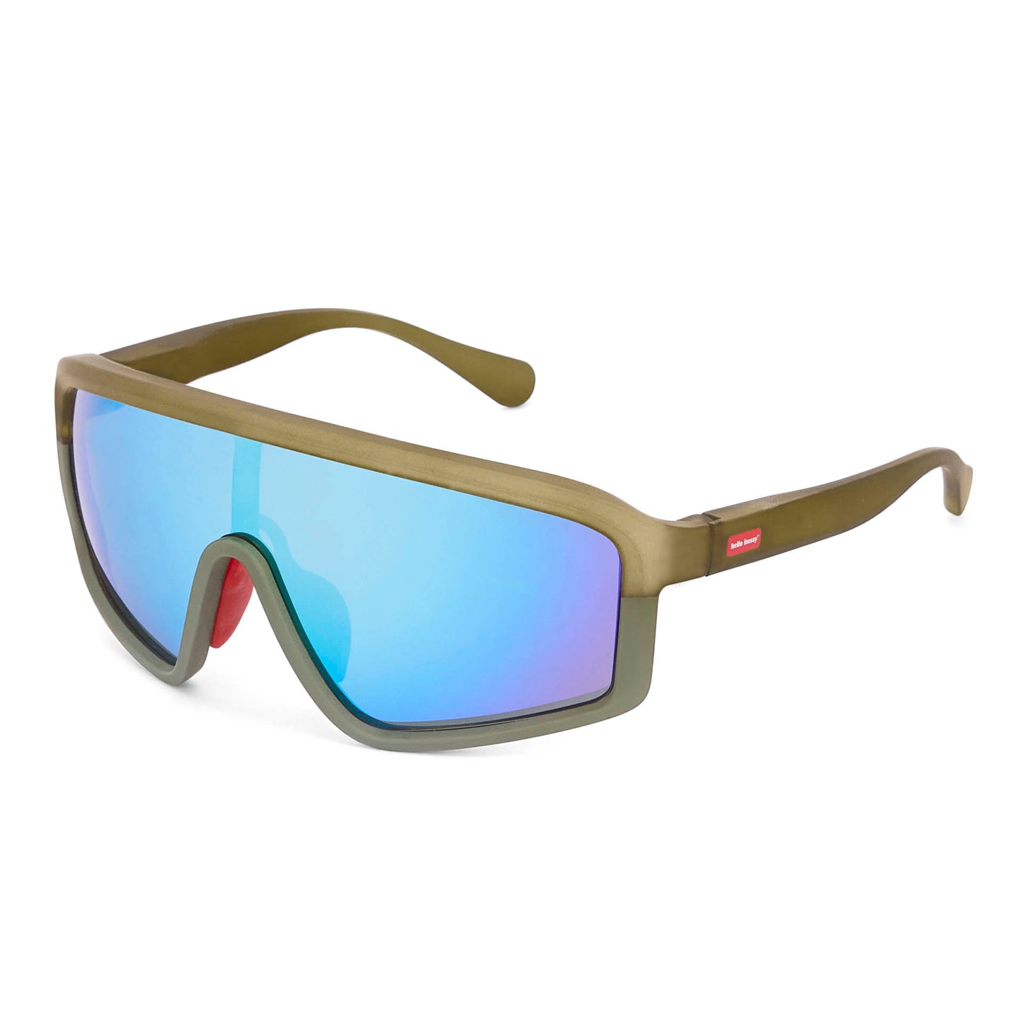 Occhiali da sole per bambino verdi, forma sport, specchiati blu Hello Hossy