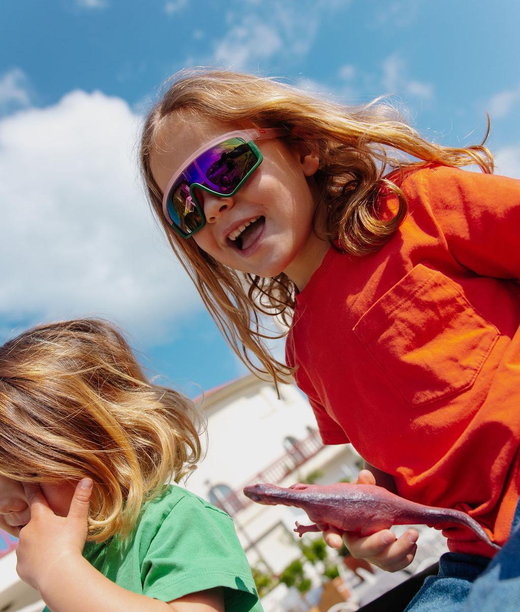 Occhiali da sole bambino verde e rosa forma Sport lenti a specchio Hello Hossy