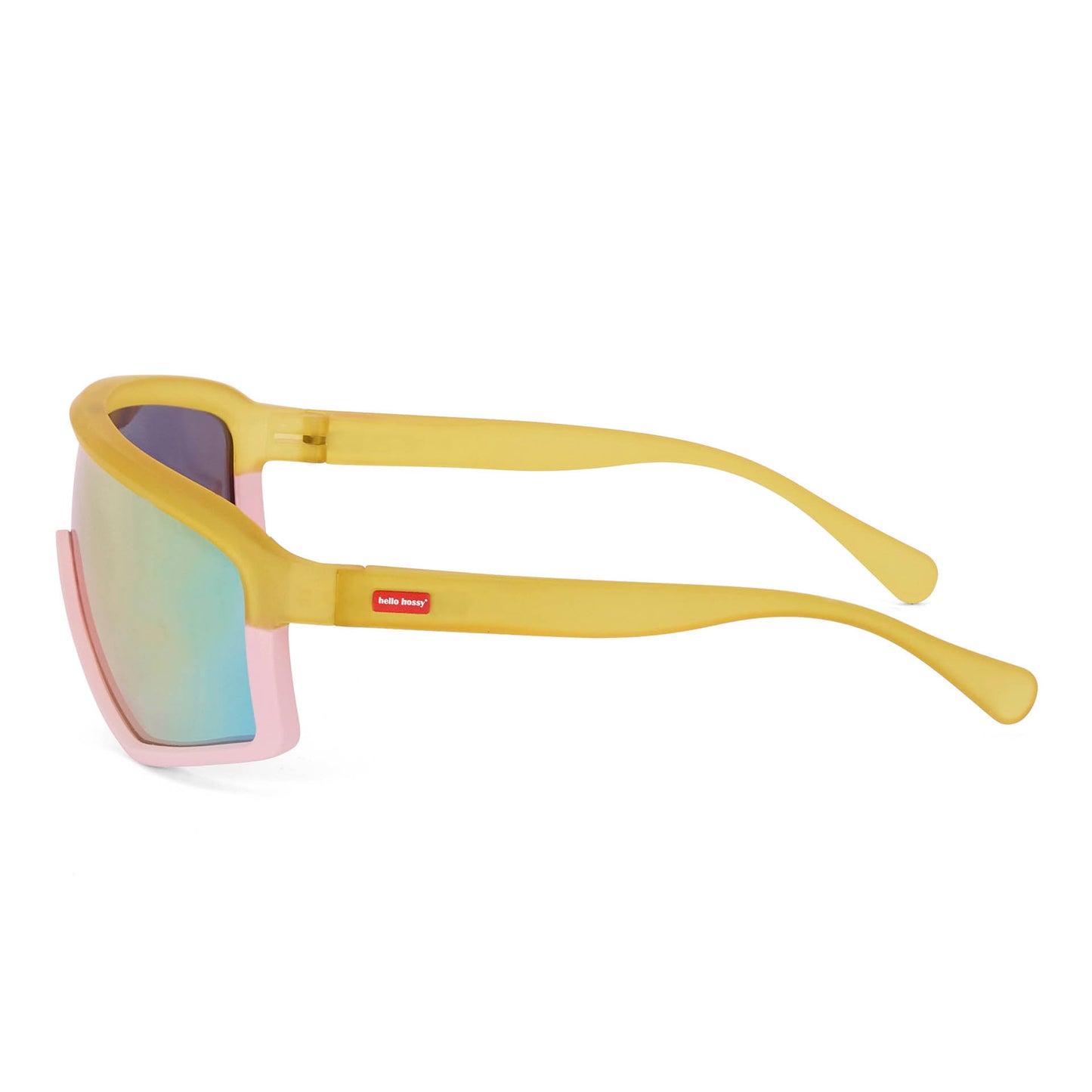 Occhiali da sole per bambini arancioni e rosa, lenti a specchio, forma sport Hello Hossy