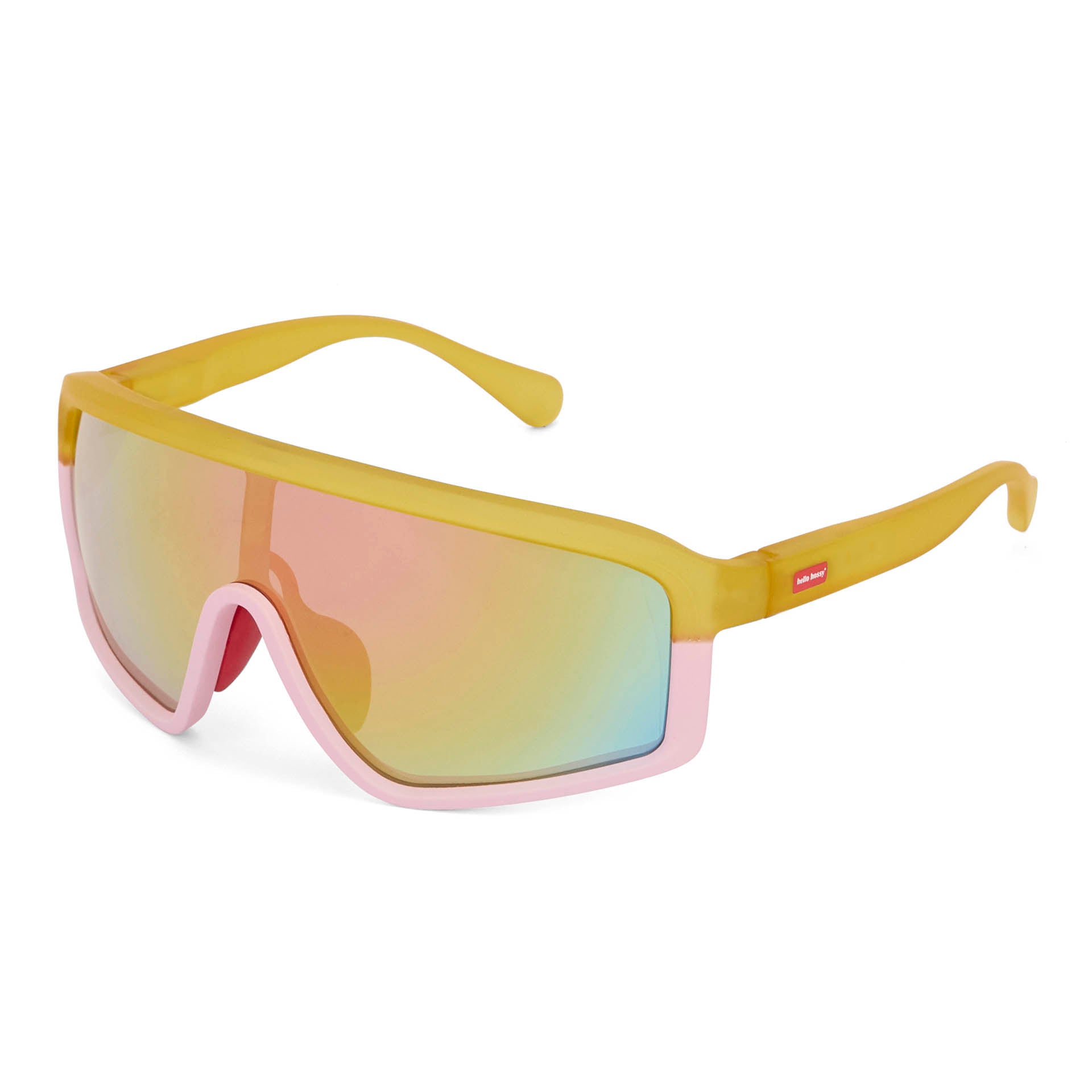Occhiali da sole per bambini arancione e rosa, lenti a specchio Hello Hossy