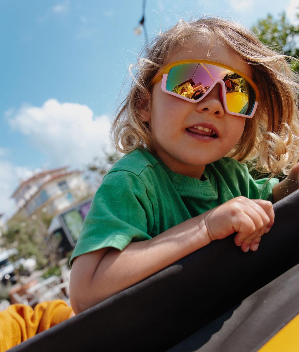 Occhiali da sole bambino montatura Sport arancione lenti a specchio Hello Hossy