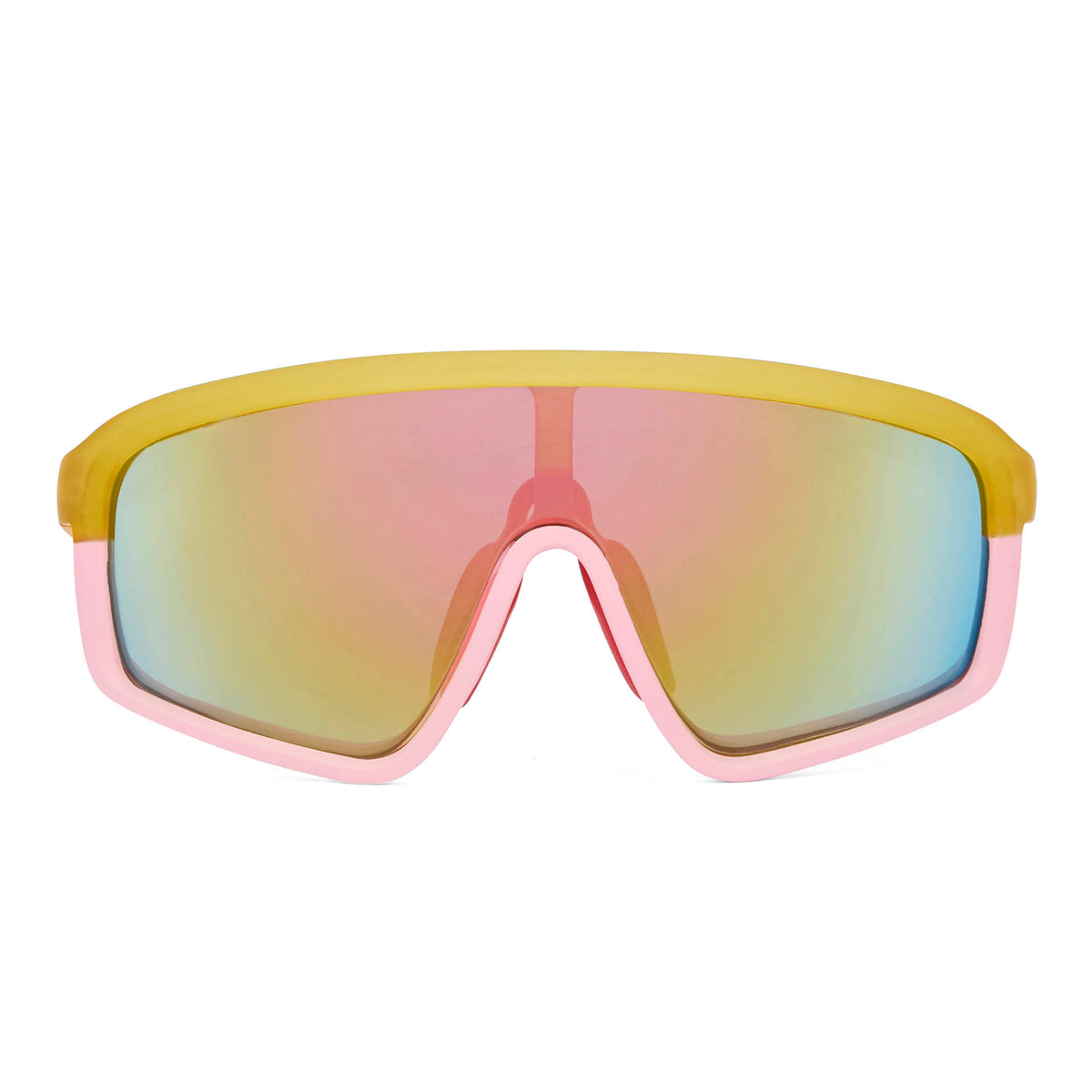 Occhiali da sole bambino montatura arancione rosa lenti a specchio Hello Hossy
