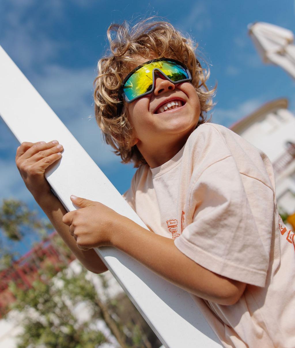 Occhiali da sole da bambino, forma Sport, lenti a specchio multicolore Hello Hossy