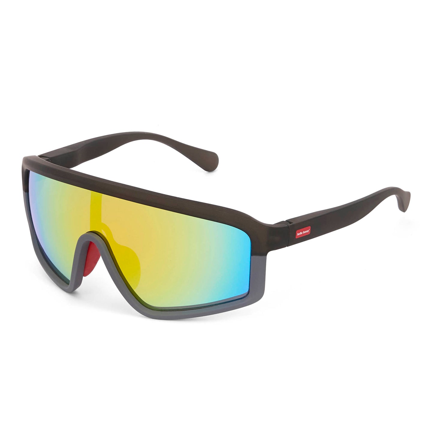 Occhiali da sole bambino forma sport lenti a specchio polarizzate montatura nera Hello Hossy