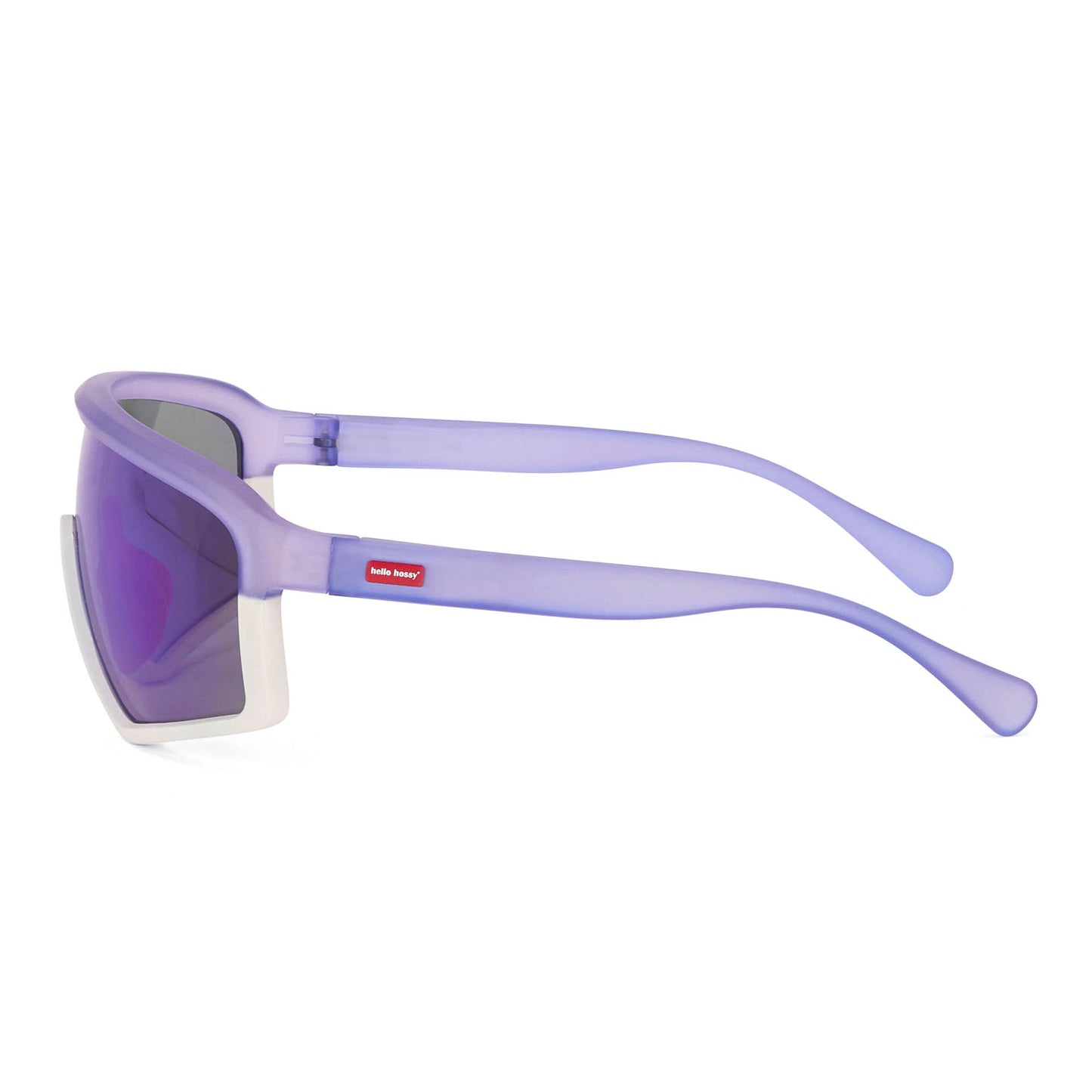 Occhiali da sole per bambini viola e bianchi, forma sport, montatura opaca Hello Hossy