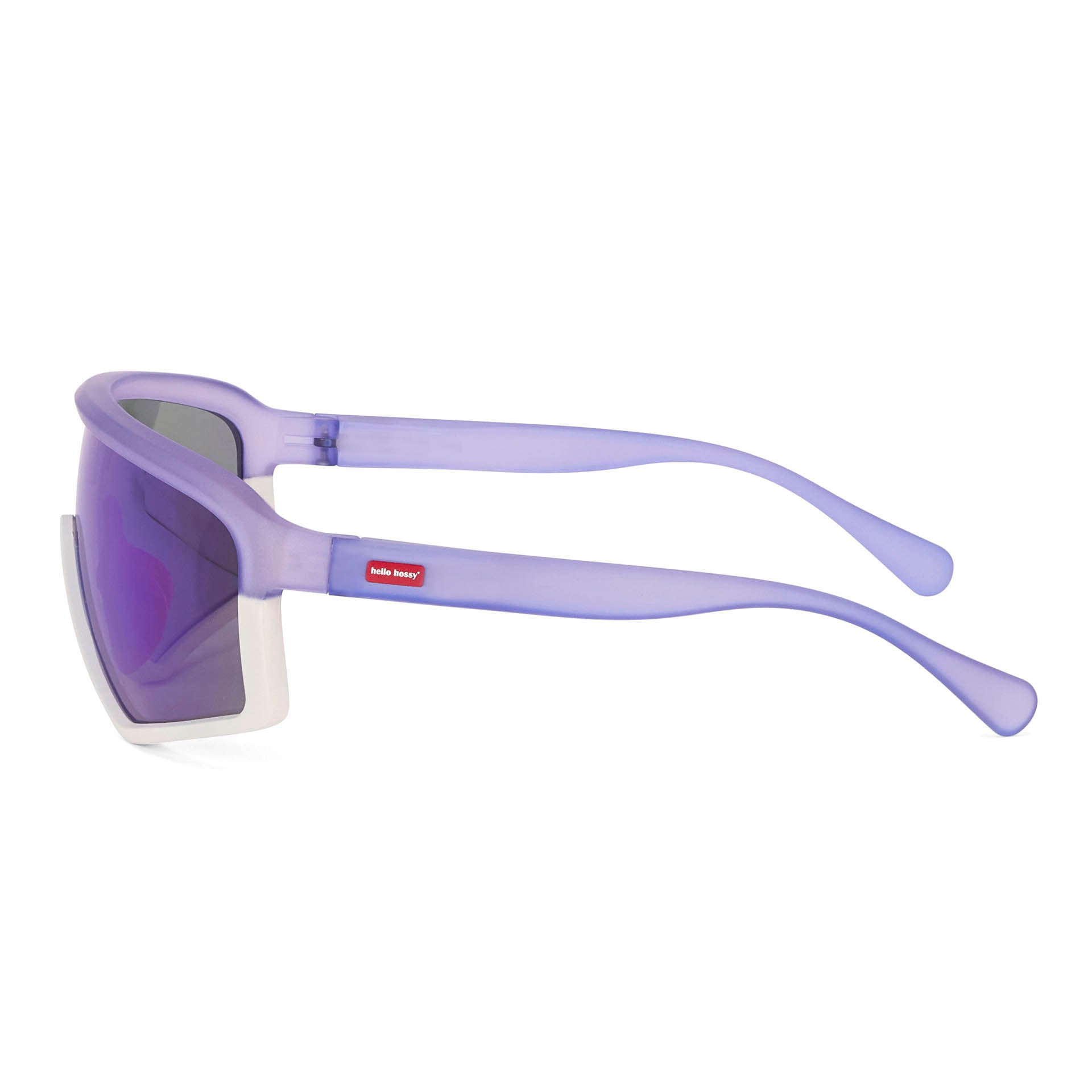 Occhiali da sole per bambini viola e bianchi, forma sport, montatura opaca Hello Hossy