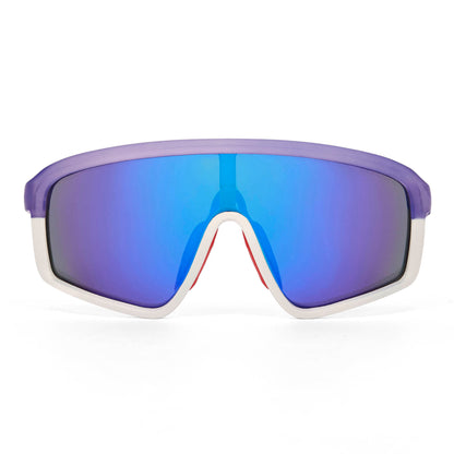 Occhiali da sole bambino viola bianco forma sport specchio Hello Hossy