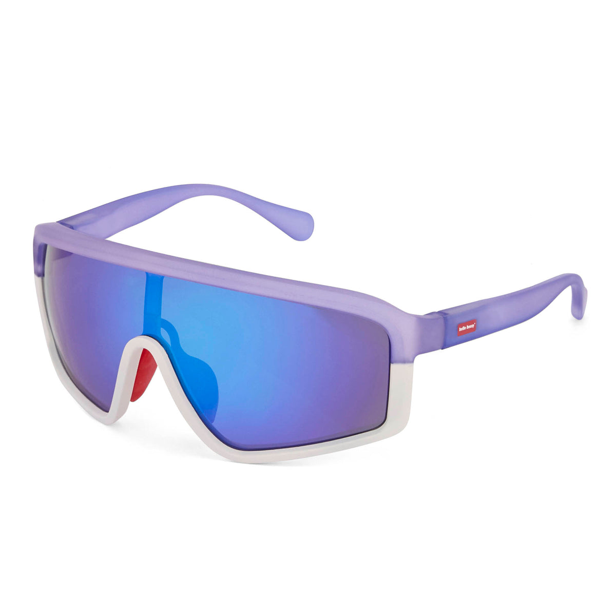 Occhiali da sole bambino viola bianco forma sport specchio Hello Hossy