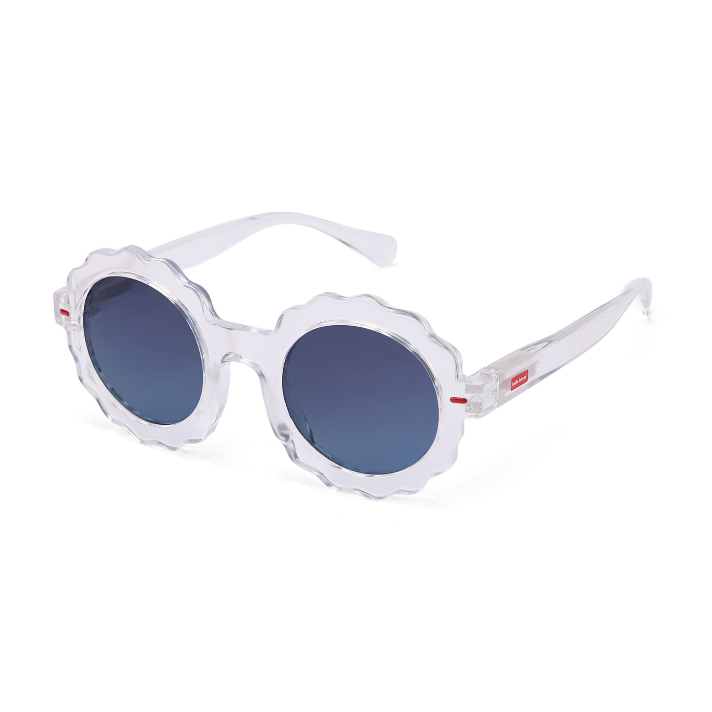 Occhiali da sole per bambini bianchi trasparenti, forma a fiore, Hello Hossy