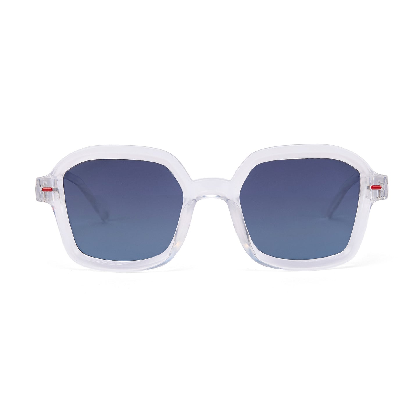 Occhiali da sole bianchi per bambini, forma quadrata, lenti sfumate blu, Hello Hossy