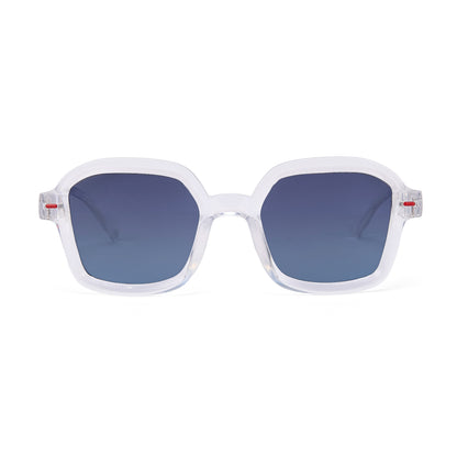 Occhiali da sole bianchi per bambini, forma quadrata, lenti sfumate blu, Hello Hossy