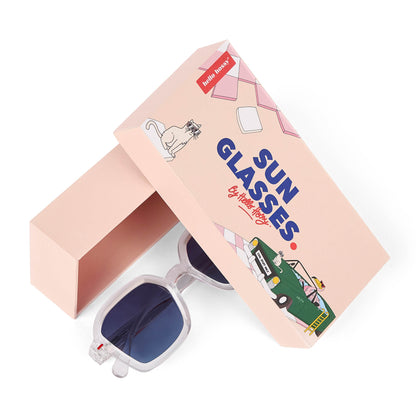 Occhiali da sole per bambini bianchi trasparenti, forma quadrata Hello Hossy