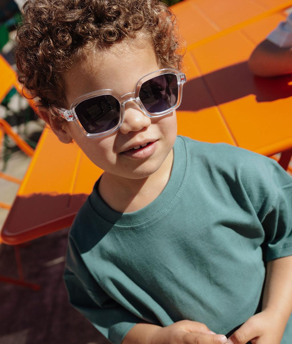 Occhiali da sole per bambini bianchi trasparenti, forma quadrata Hello Hossy