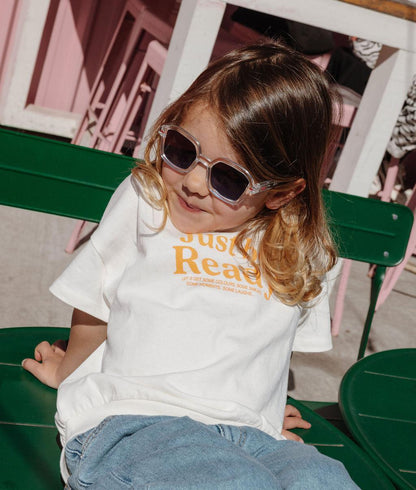 Occhiali da sole bambino bianco trasparente forma quadrata lenti scure Hello Hossy