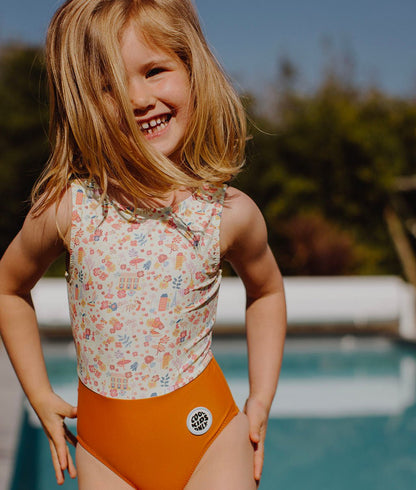 Costume da bagno bambina Dried Flowers Anti-UV, intero, Cool Kids Only!