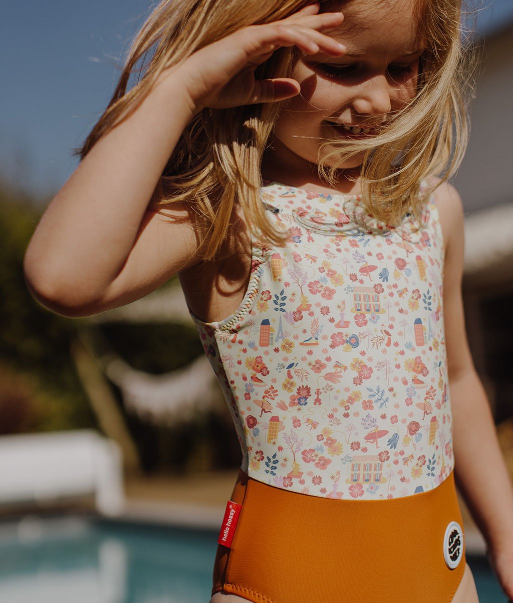 Costume da bagno bambina Dried Flowers Anti-UV, intero, Cool Kids Only!