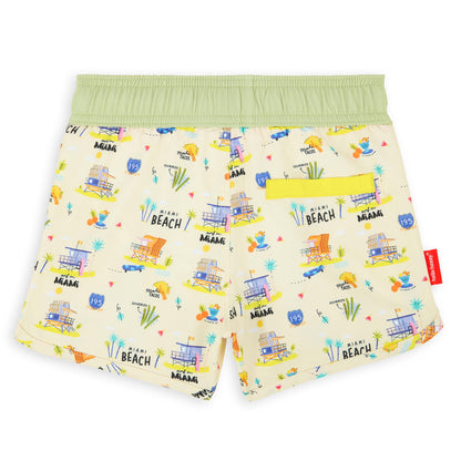 Costume da bagno bambino Beige stampato USA tasca giallo Hello Hossy