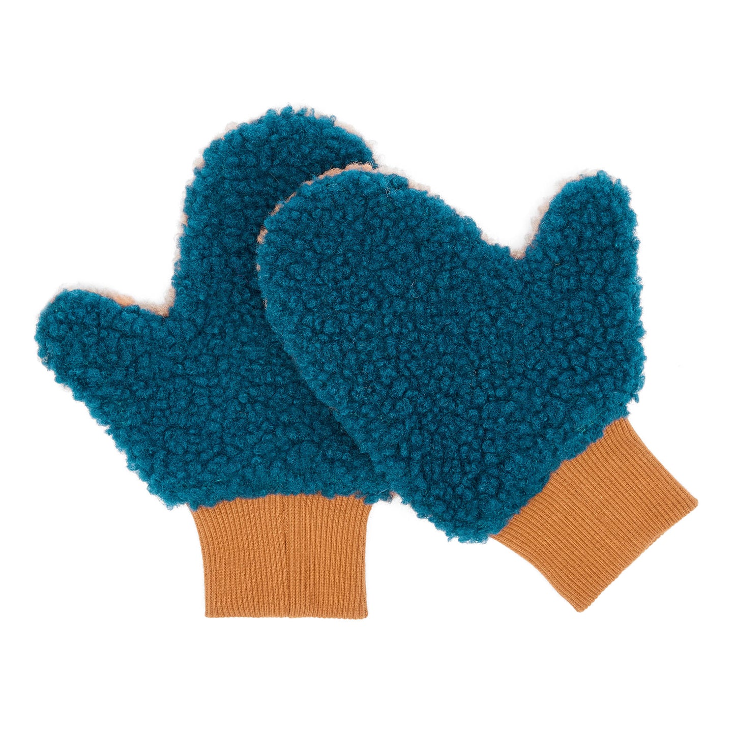 Muffole bambino blu effetto sherpa polsini cammello Hello Hossy