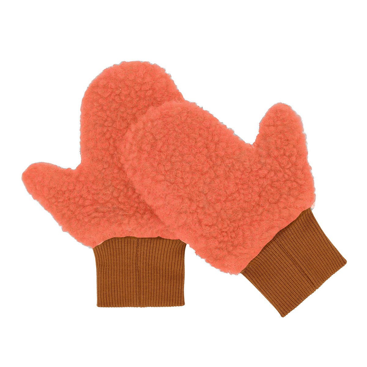 Muffole in sherpa bicolore Heaty Jim per bambini e bebè – vista piatta - lato arancione