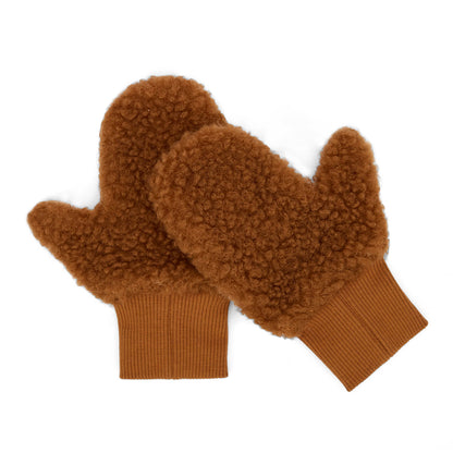 Muffole in pile bicolore Heaty Sven per bambino e bebè – vista piatta - lato marrone