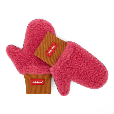 Muffole sherpa bicolore Heaty Tara per bambini e bebè – vista piatta - lato rosa