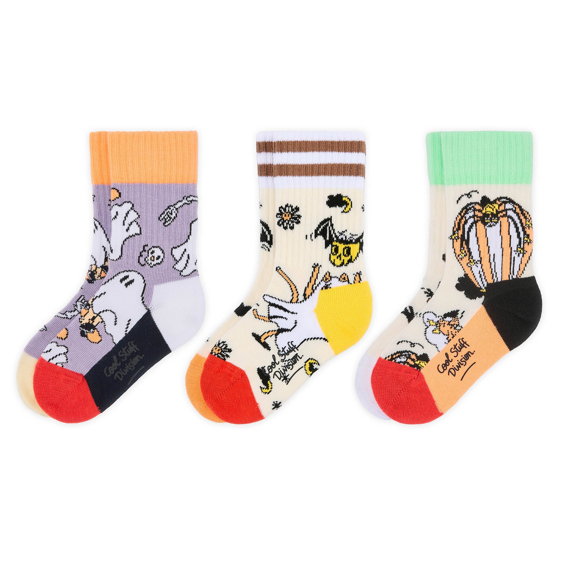 Calzini bambino con motivi Halloween, colori assortiti e punta rossa Hello Hossy