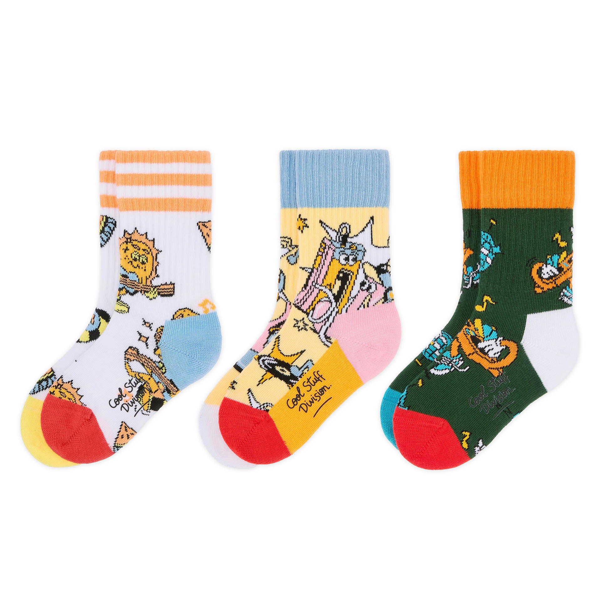Calzini per bambini colorati, motivi musica, collezione AW26 Hello Hossy