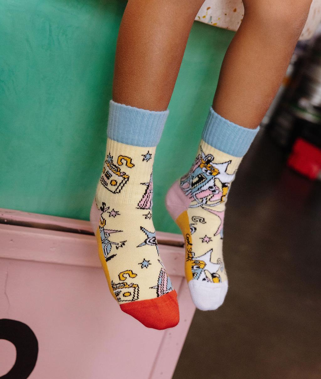Calzini bambino con stampa musica, colori pastel a contrasto Hello Hossy