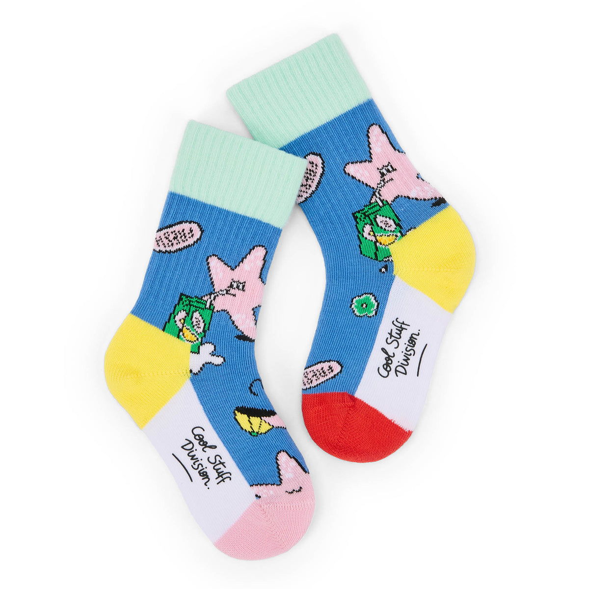 Calzini per bambini blu, gialli e verdi con motivi a stella rosa Hello Hossy