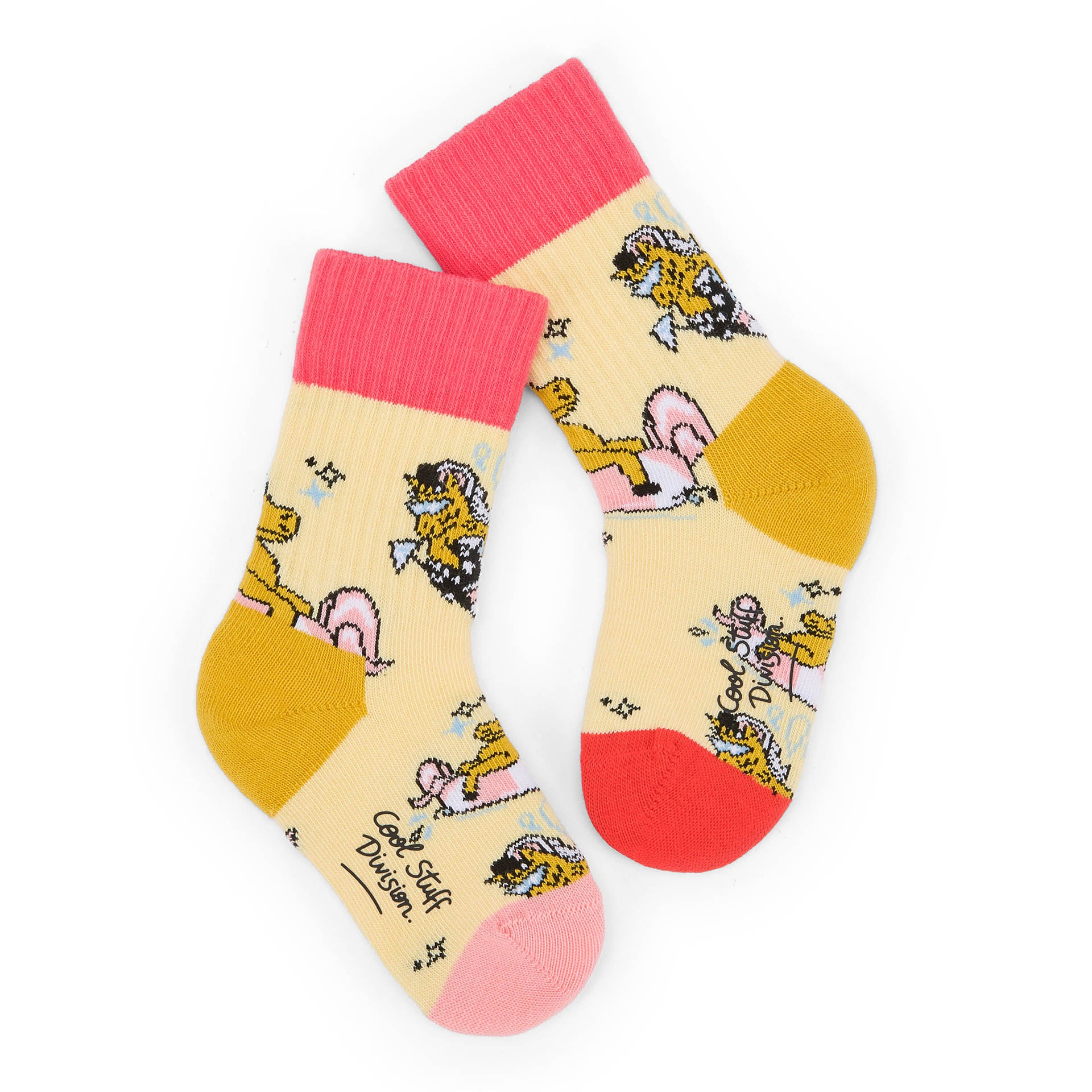 Calzini bambino giallo motivo unicorni rosa senape Hello Hossy