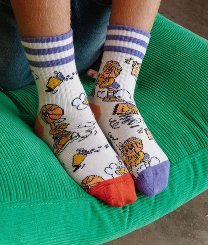 Calzini bambino bianchi stampato sport dita multicolori Hello Hossy
