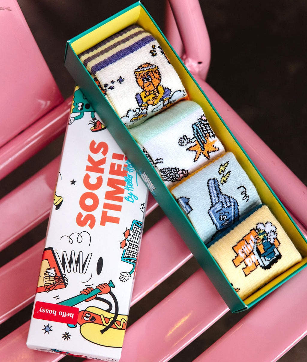 Set di calzini per bambini con motivi sport colorati in cotone biologico Hello Hossy