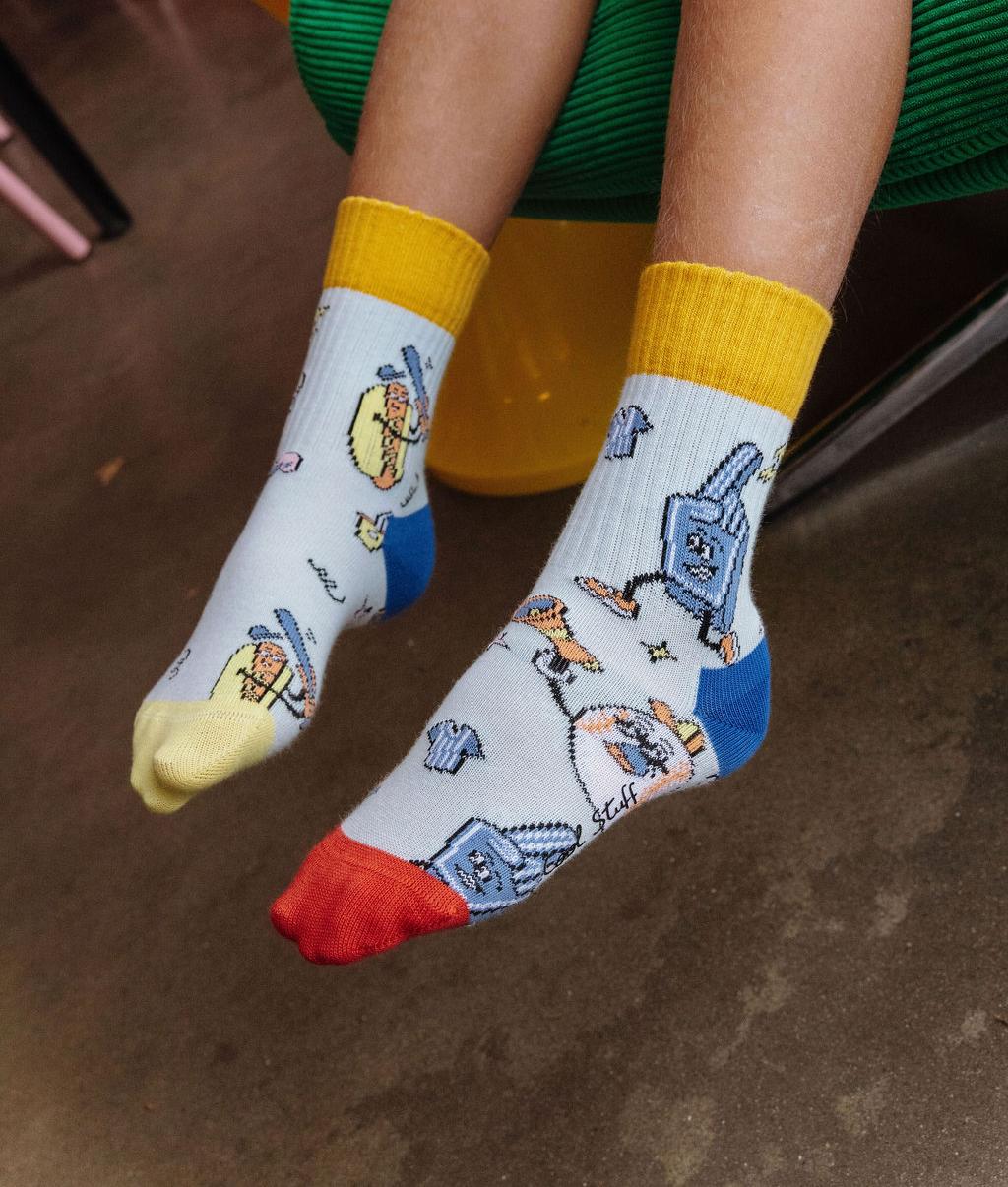Calzini bambino motivi giochi multicolore punta rosso giallo blu Hello Hossy