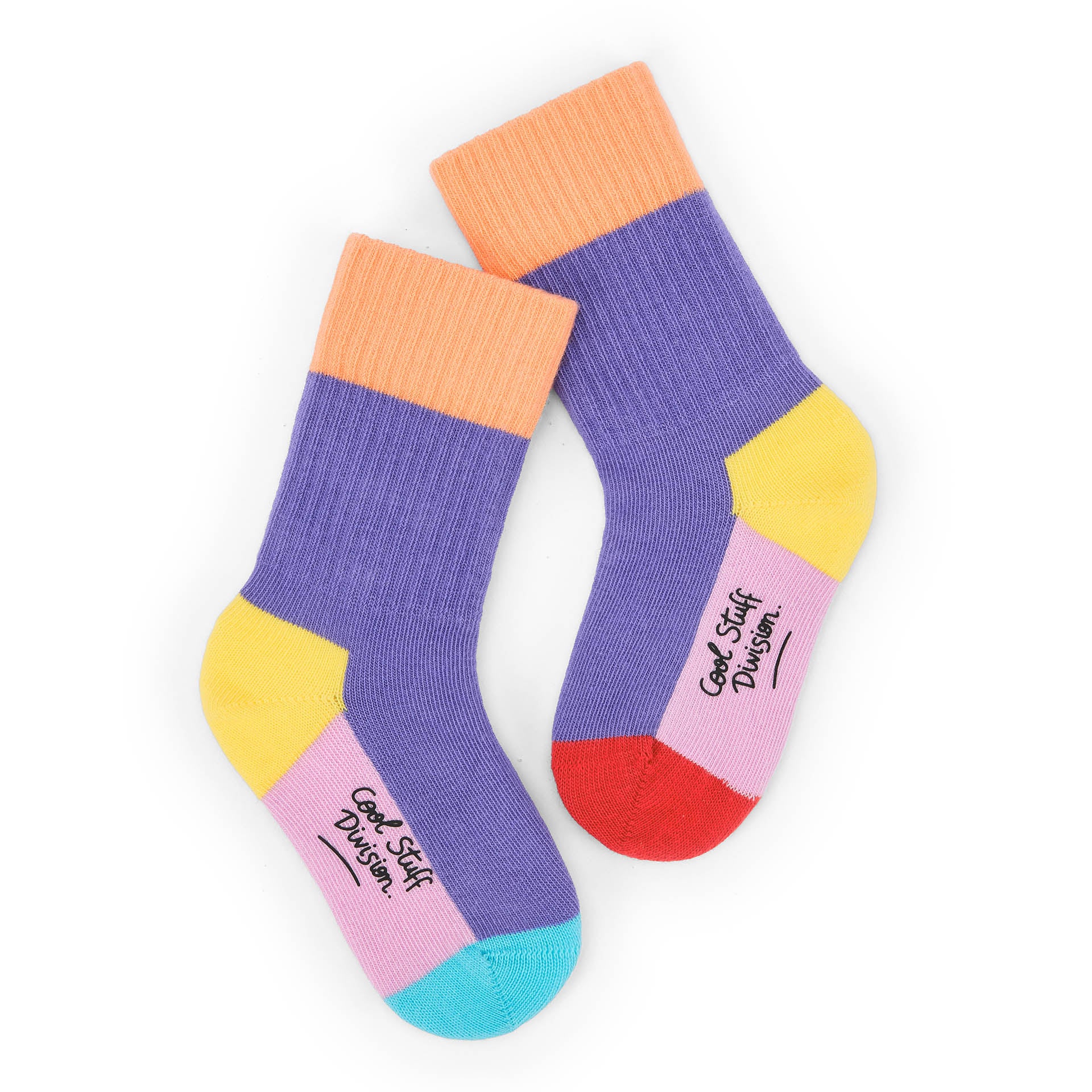 Calzini bambino multicolore color block dettaglio testo Hello Hossy