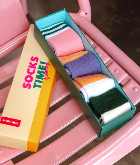 Set di calzini per bambini, colori tinta unita, righe verdi Hello Hossy