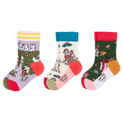 Set di 3 paia di calzini per bambini con motivi natalizi – vista piatta