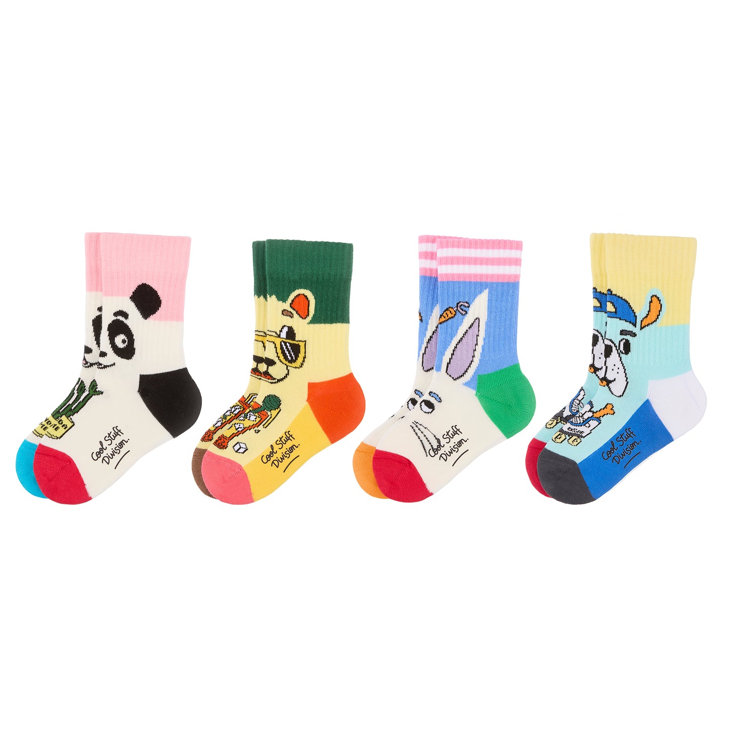 Set di 4 paia di calzini stampati mascotte per bambino – vista dall'alto